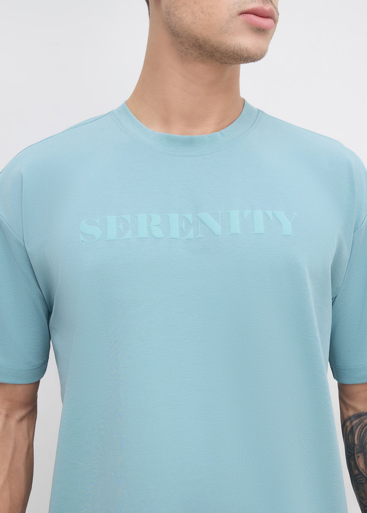 Moulen Oversized Graphic T-shirt: Coral Blue