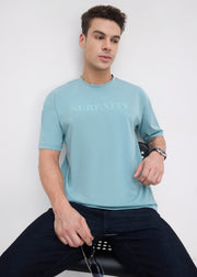 Moulen Oversized Graphic T-shirt: Coral Blue