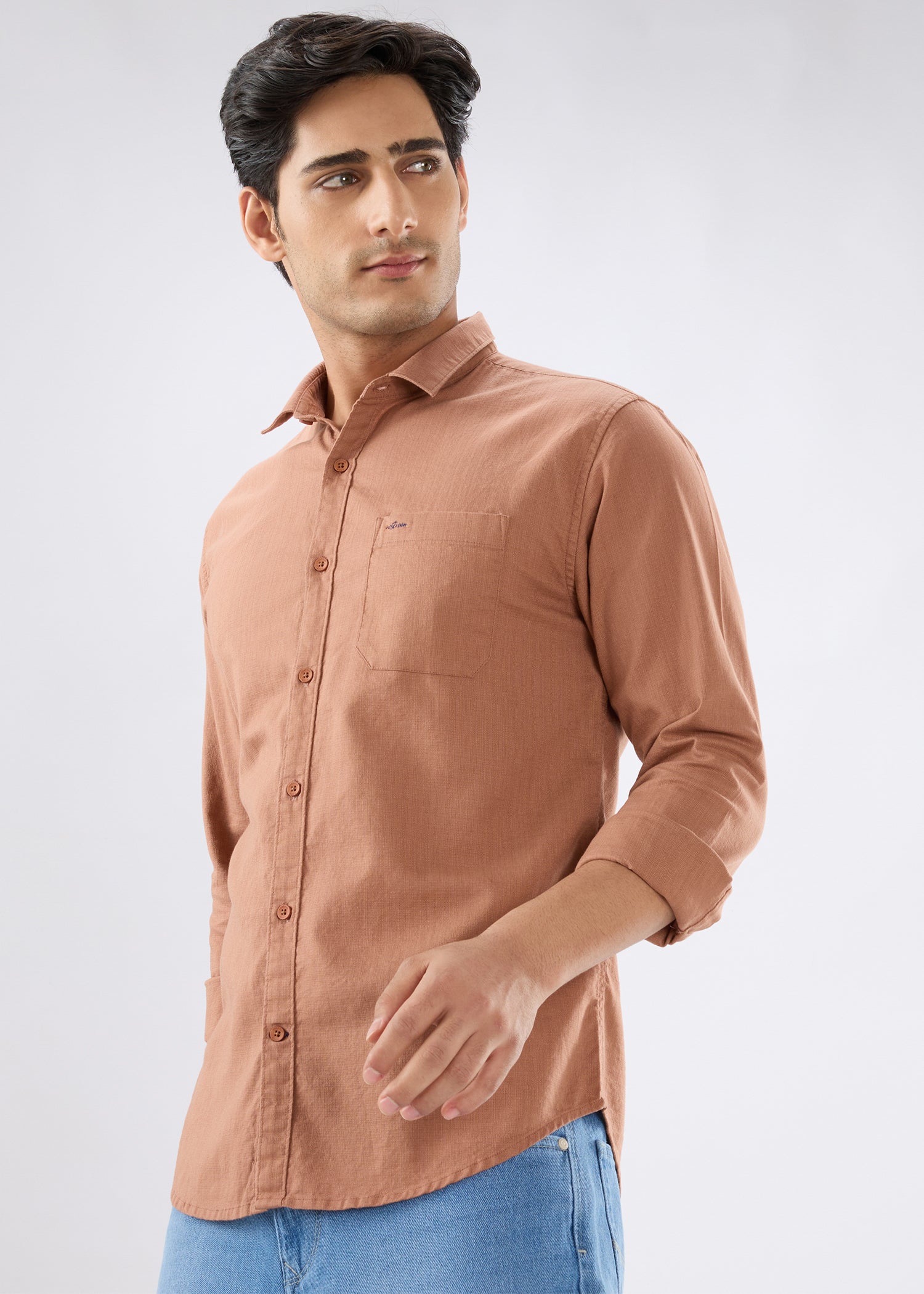 Contain Solid Full Sleeve Shirt