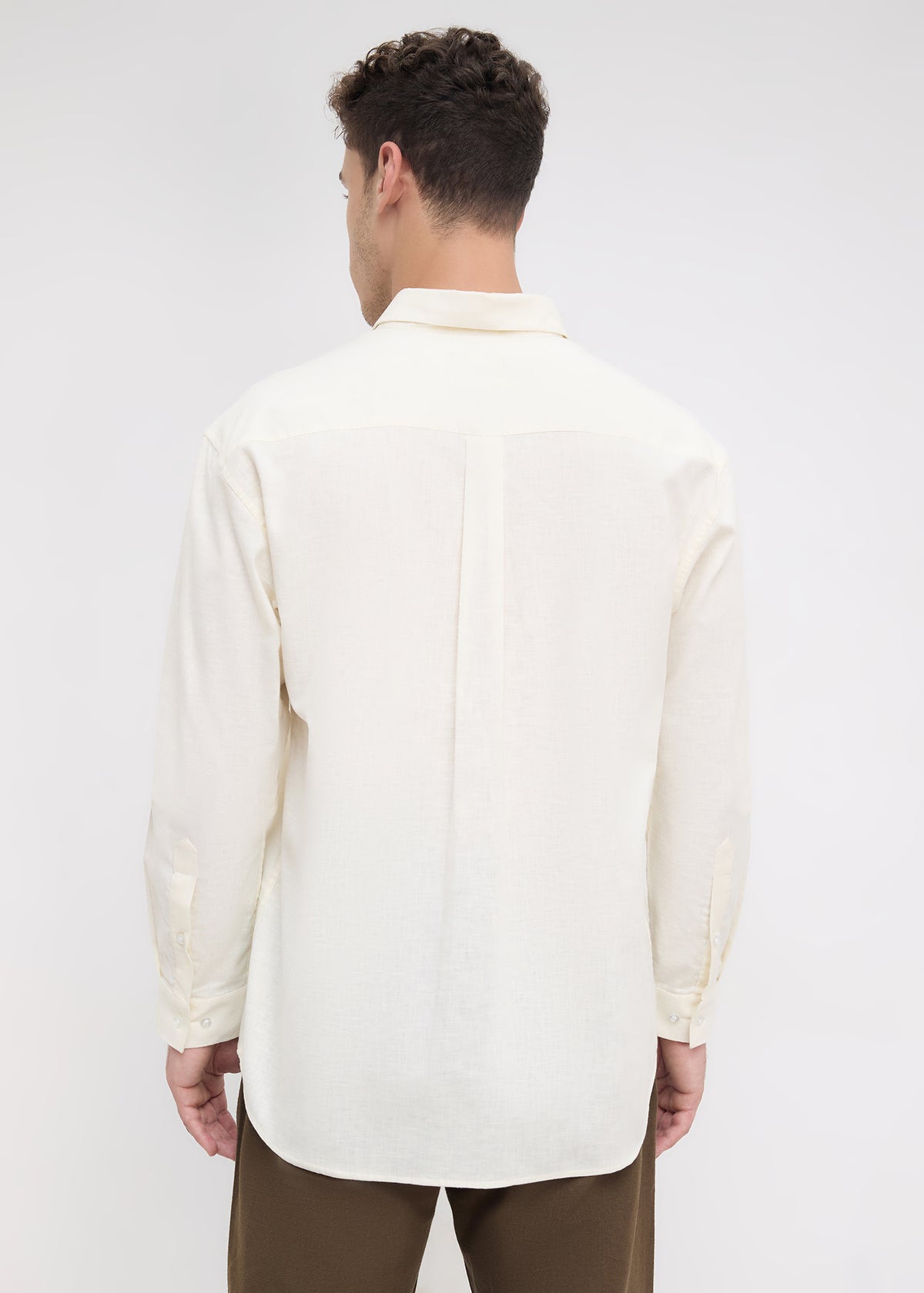 Scintila Solid Full Sleeve Shirt: Cream