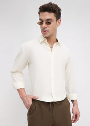 Scintila Solid Full Sleeve Shirt: Cream