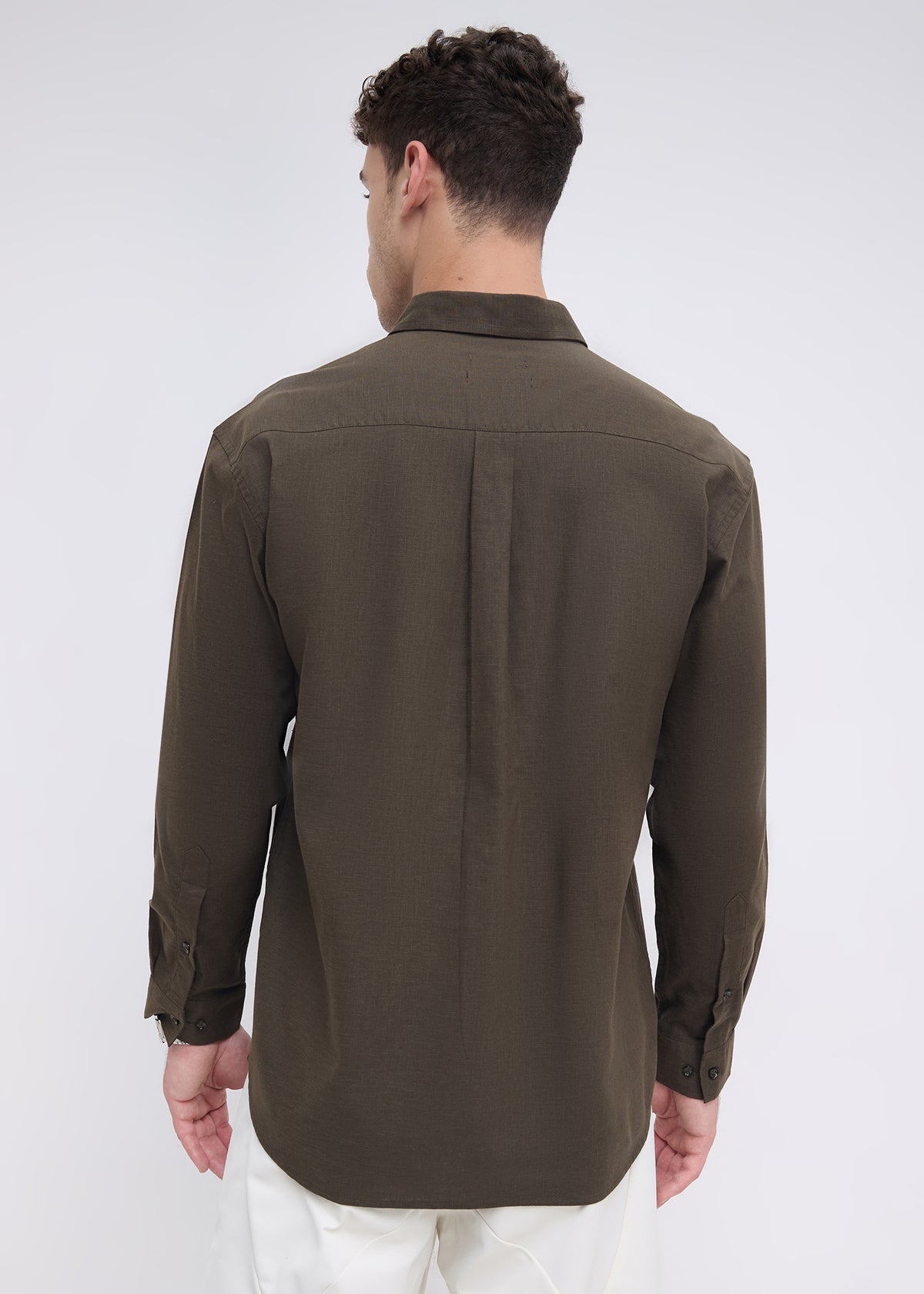 Scintila Solid Full Sleeve Shirt: Olive