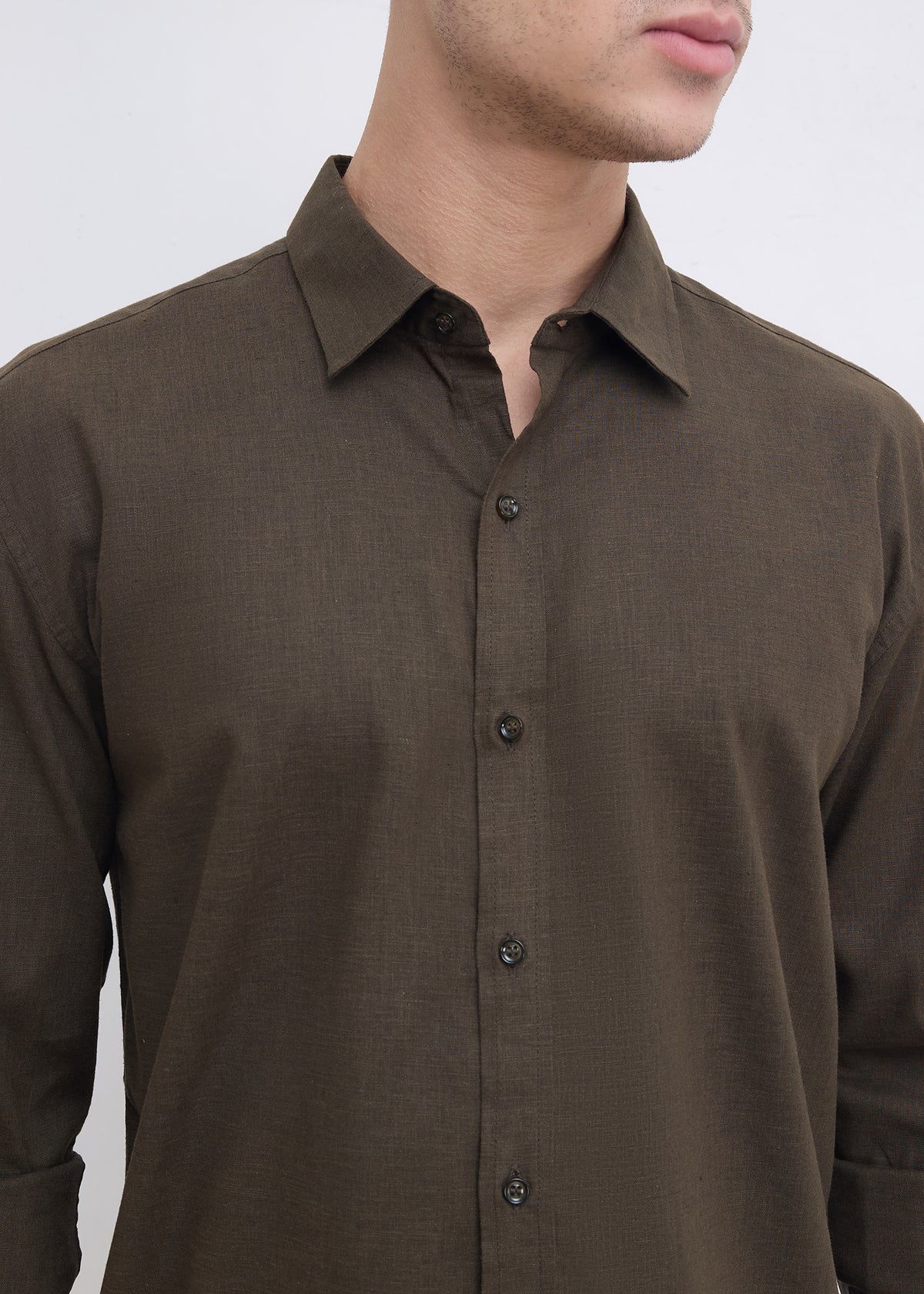 Scintila Solid Full Sleeve Shirt: Olive