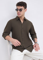 Scintila Solid Full Sleeve Shirt: Olive