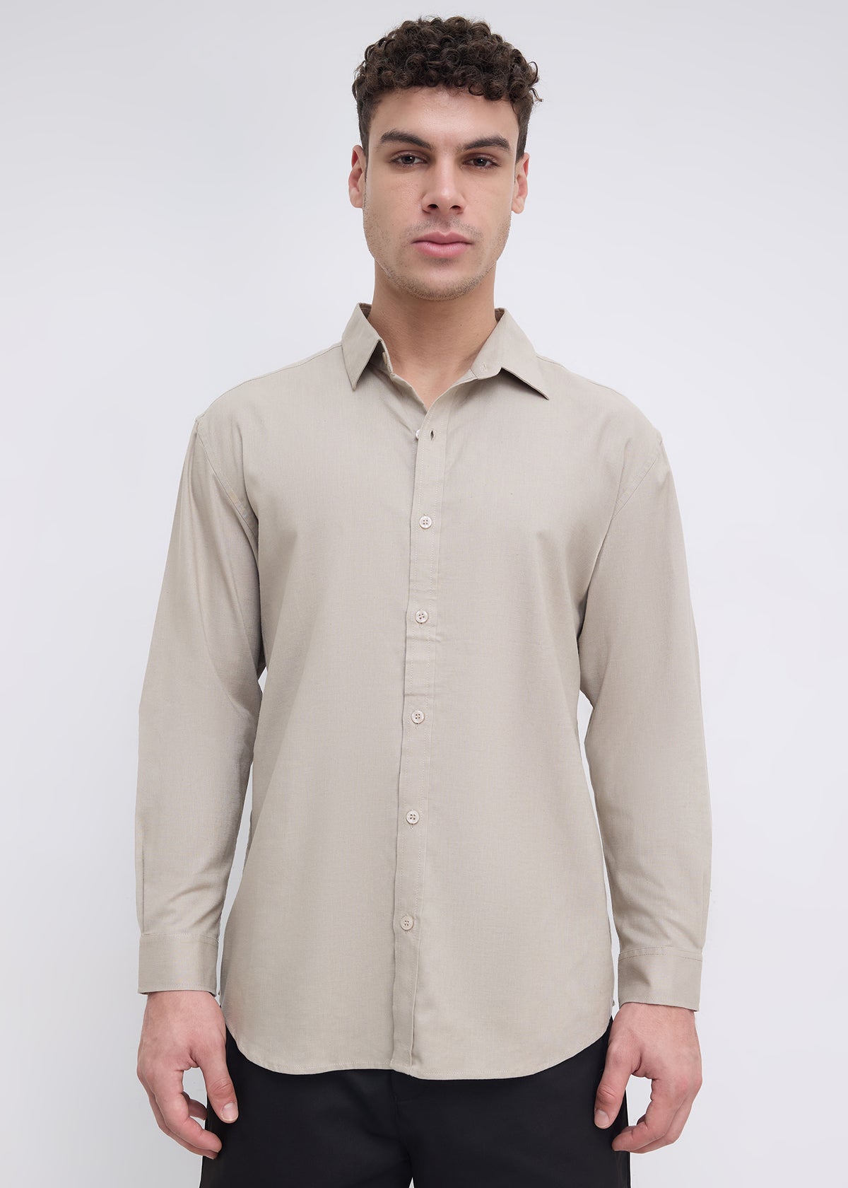 Scintila Solid Full Sleeve Shirt: Light Brown