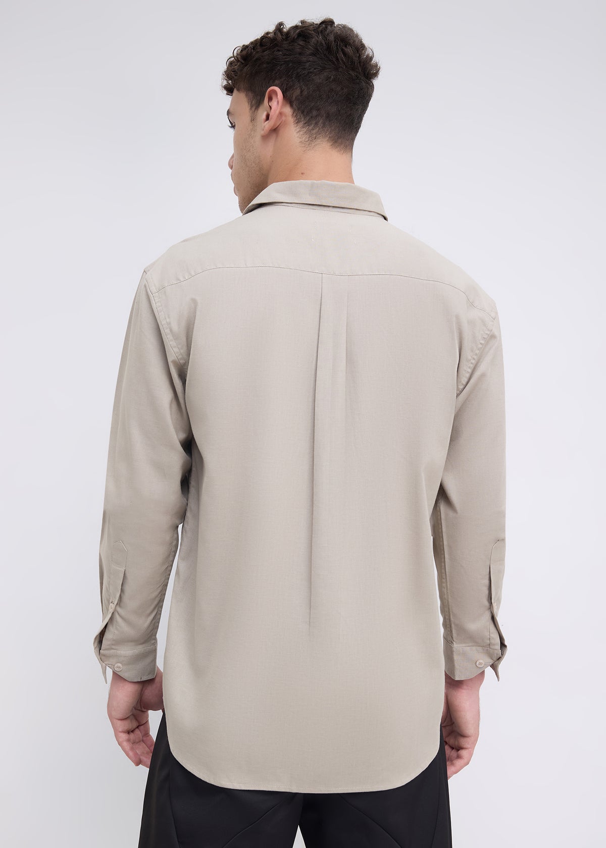 Scintila Solid Full Sleeve Shirt: Light Brown