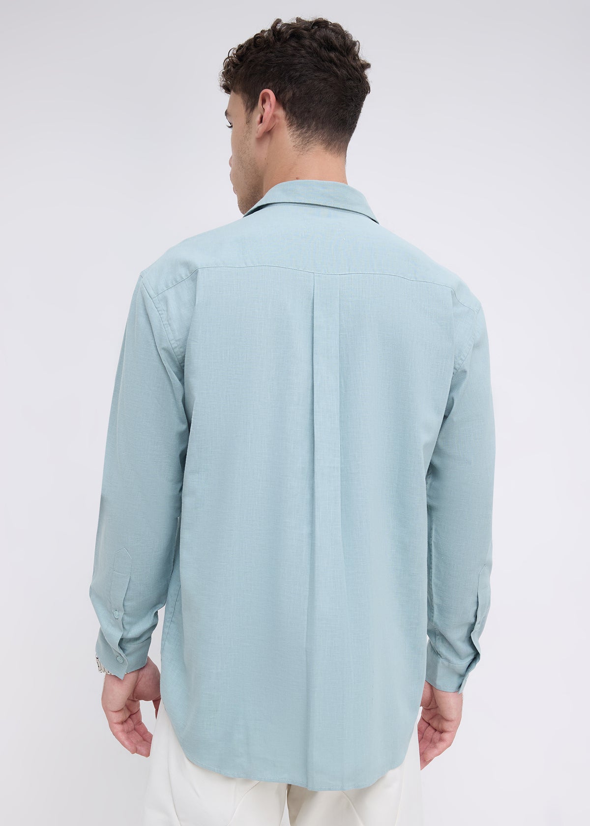 Scintila Solid Full Sleeve Shirt: Coral Blue