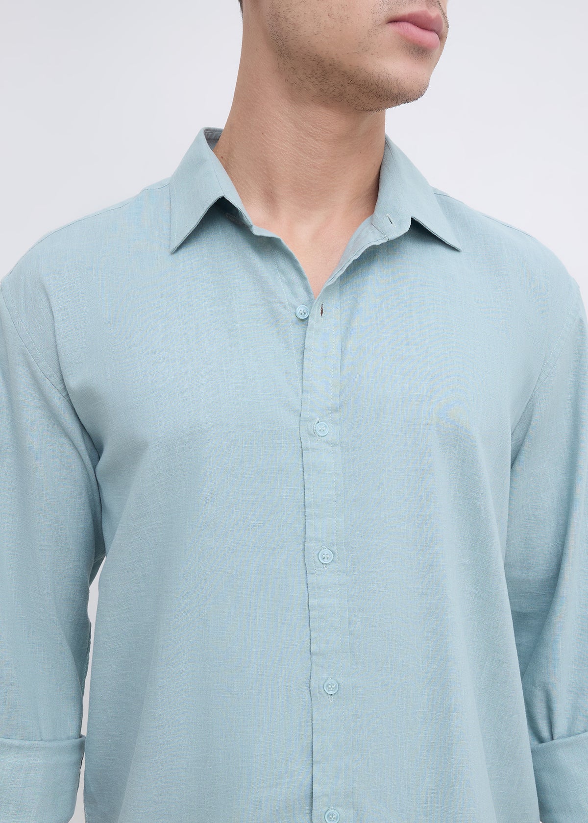 Scintila Solid Full Sleeve Shirt: Coral Blue