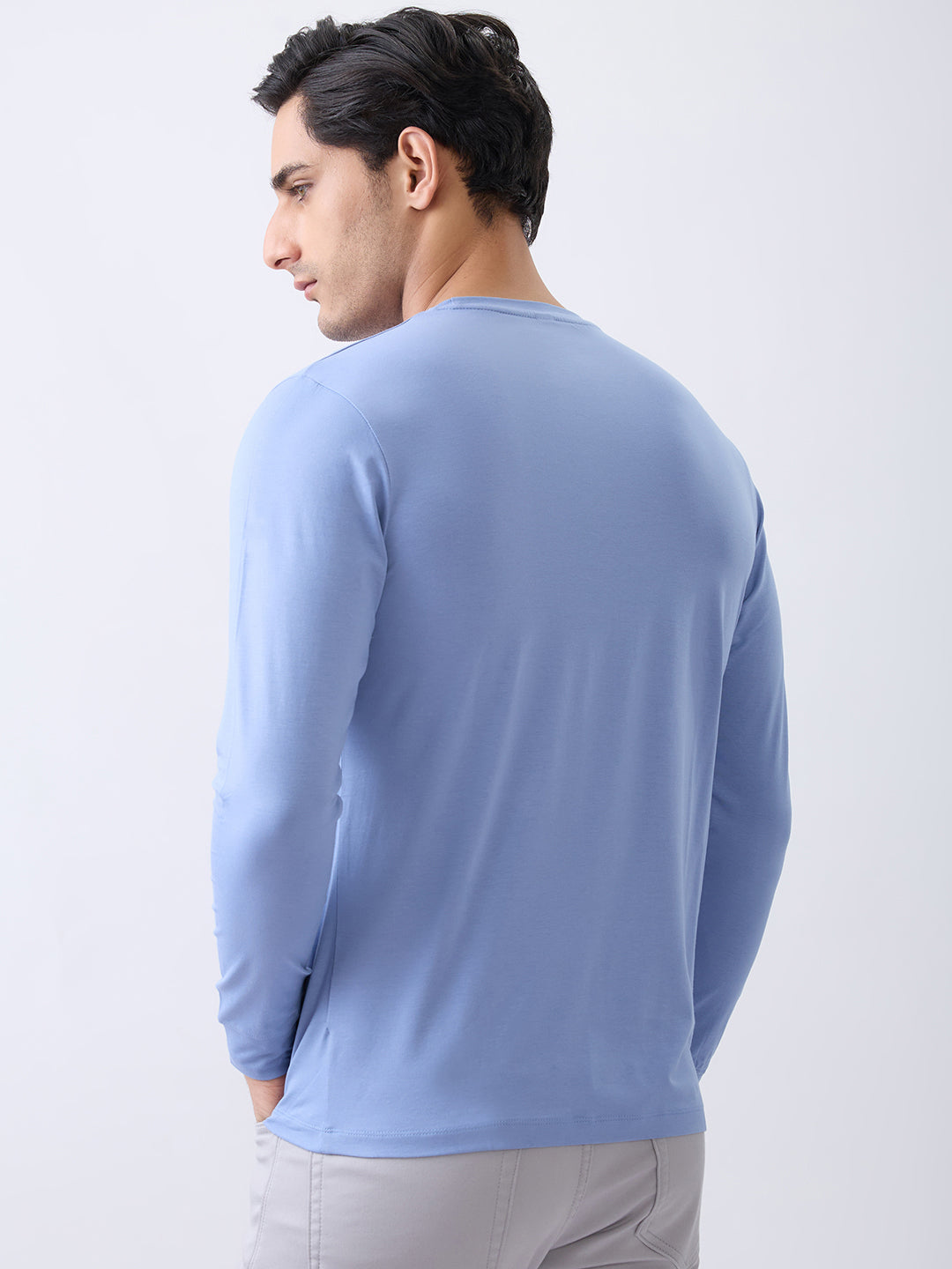 Back 1 Printed Full Sleeve T-Shirt: Blue
