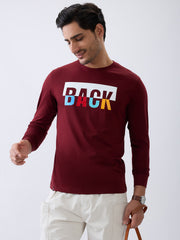 Back 1 Printed Full Sleeve T-Shirt: Maroon
