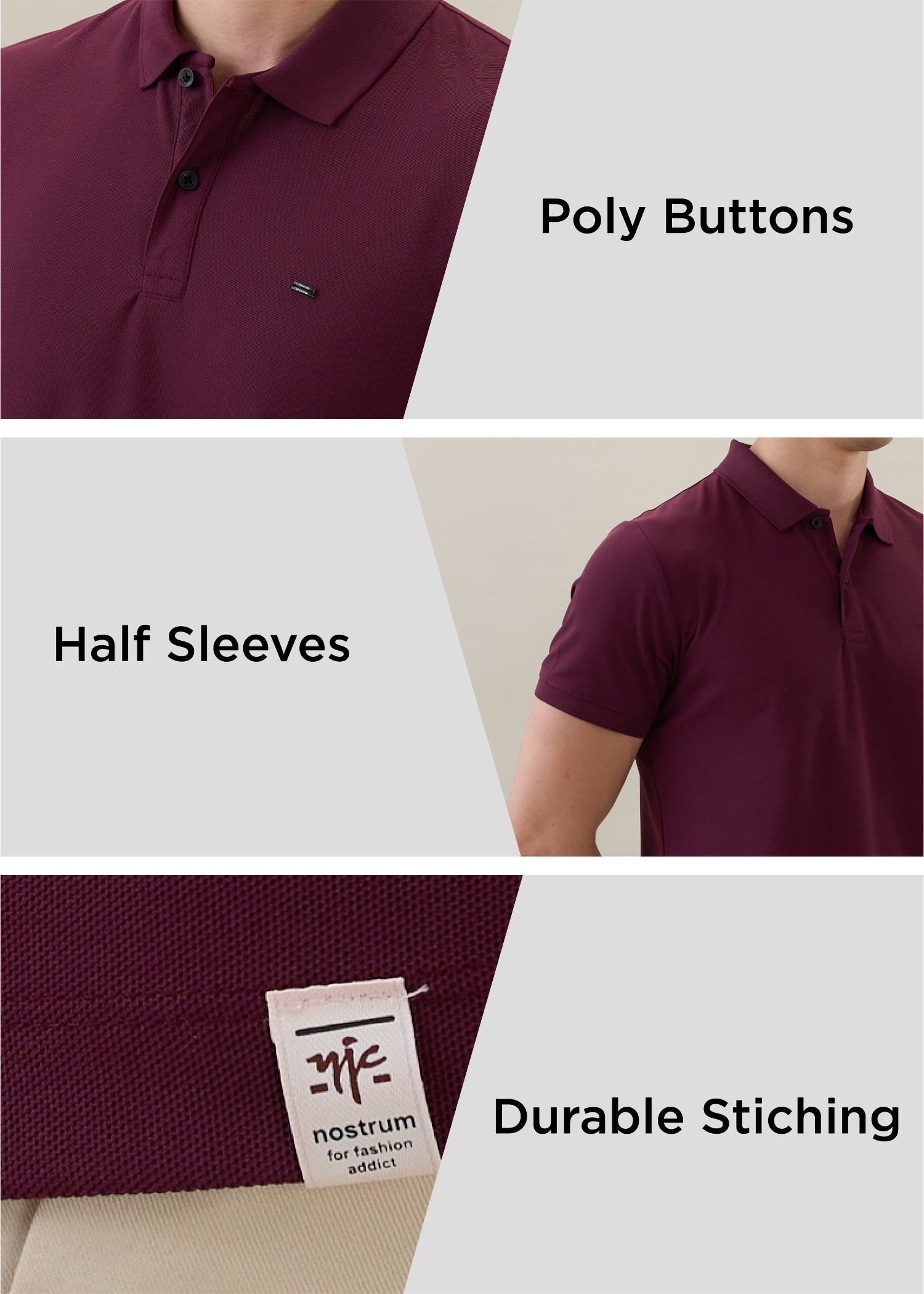 Cherry Half Sleeve Polo: Wine