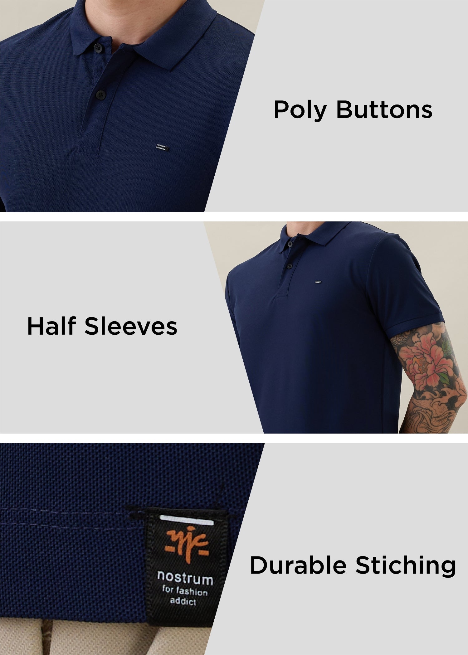 Cherry Half Sleeve T-shirt: Navy