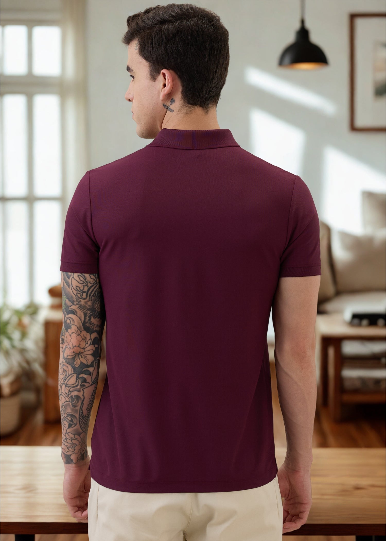 Cherry Half Sleeve Polo: Wine