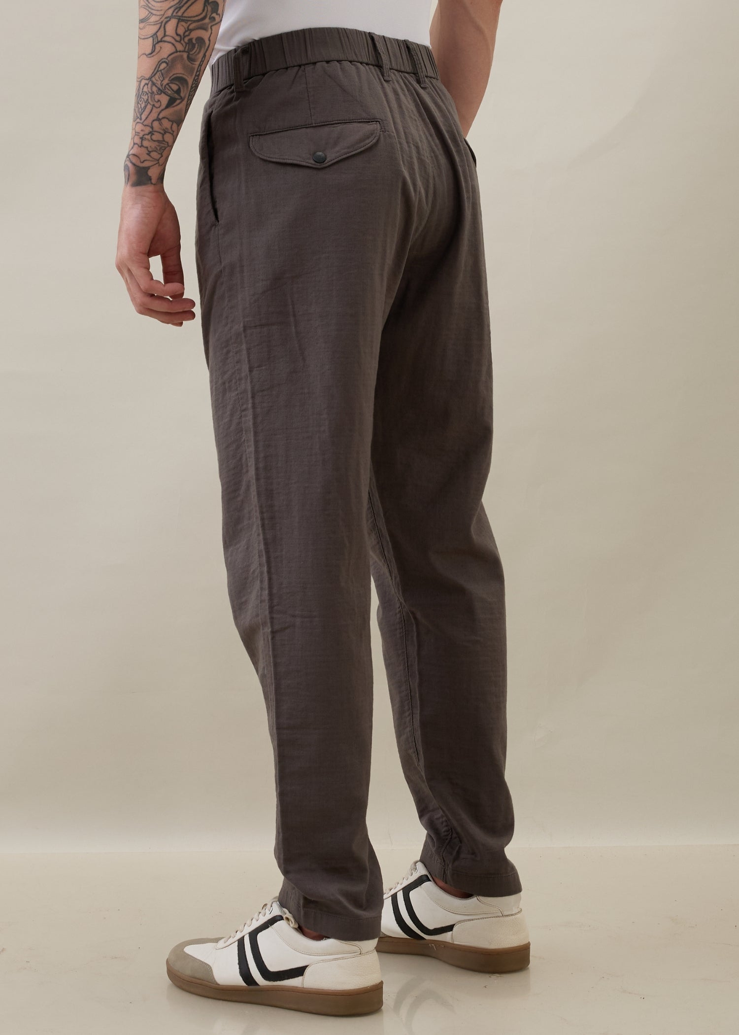Ceylon Linen Blend Relaxed Trouser: Grey
