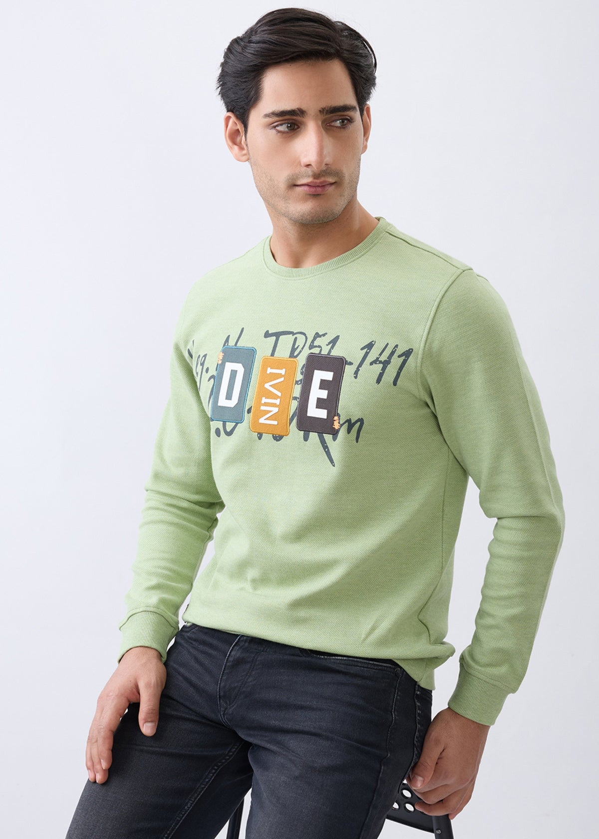 Divine Graphic Full Sleeve T-Shirt: Green