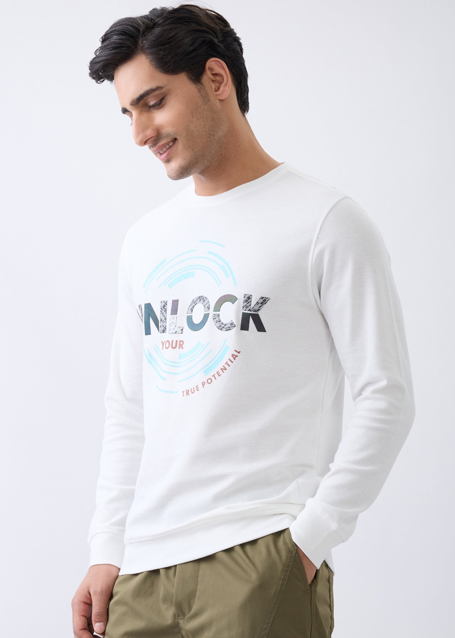 Potential Printed Full Sleeve T-Shirt: White