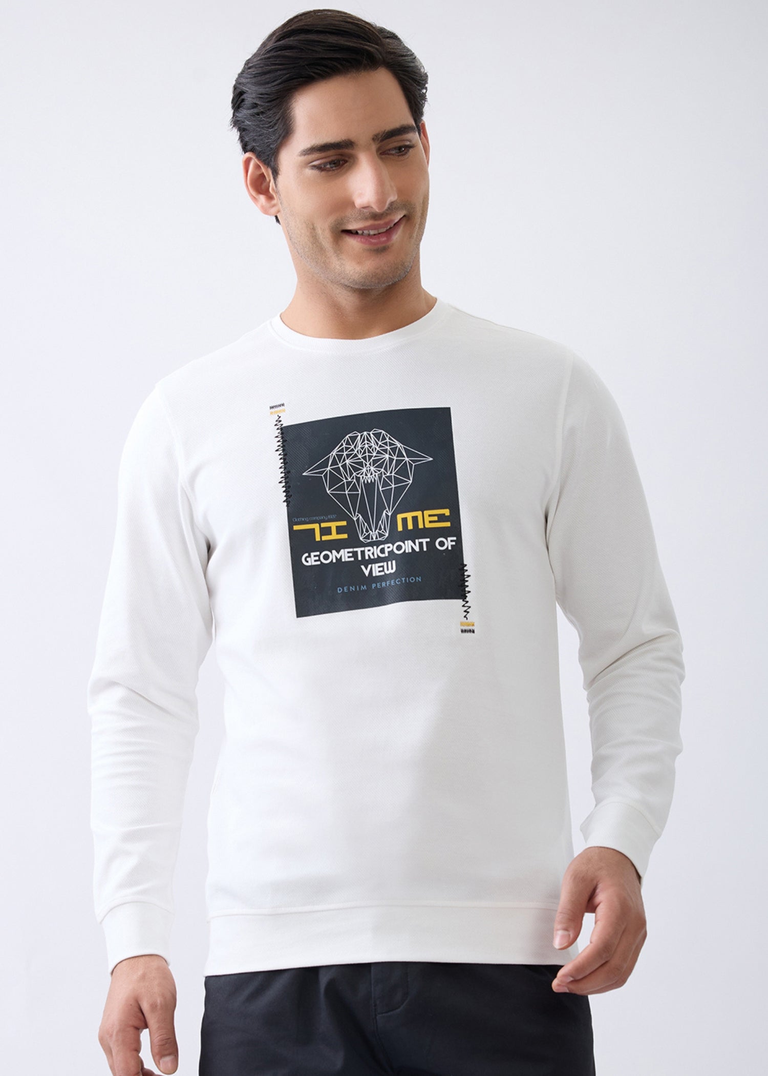Metric Graphic Full Sleeve T-Shirt: White