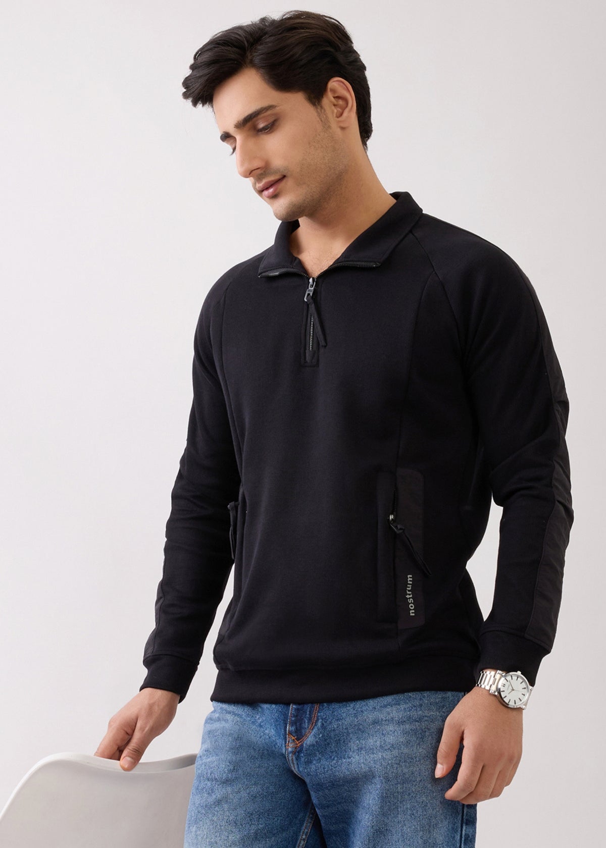 Grateful Zip-Neck Full Sleeve Sweatshirt