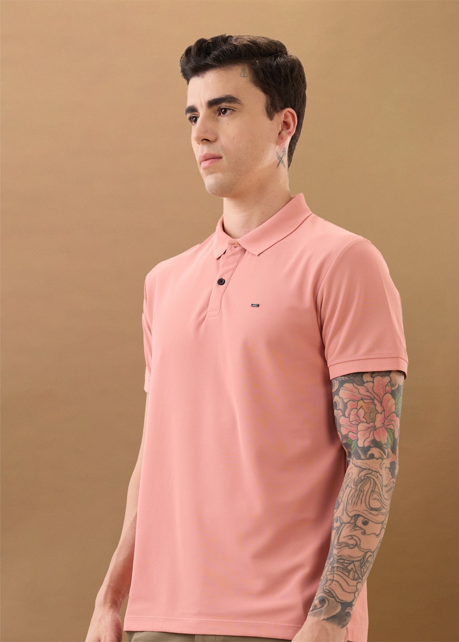 Cherry Half Sleeve T-shirt: Coral Pink