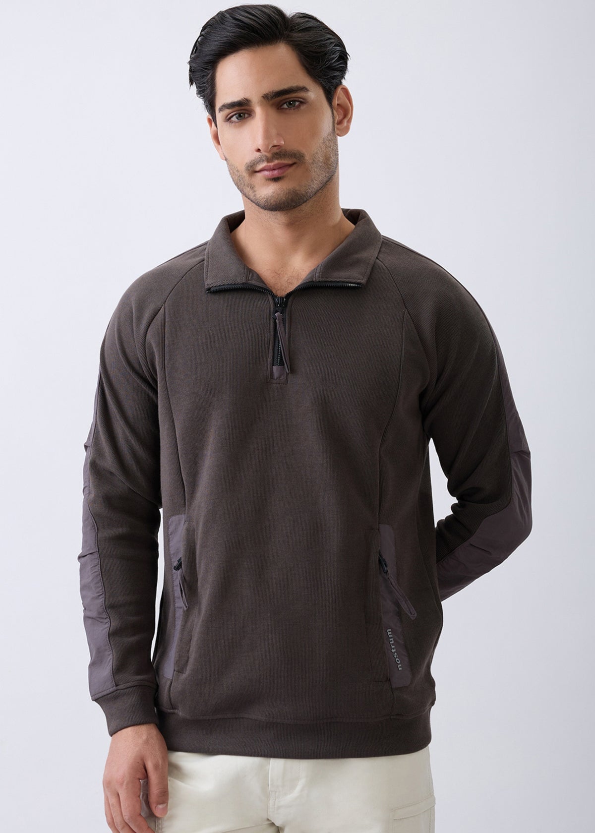 Grateful Zip-Neck Full Sleeve Sweatshirt