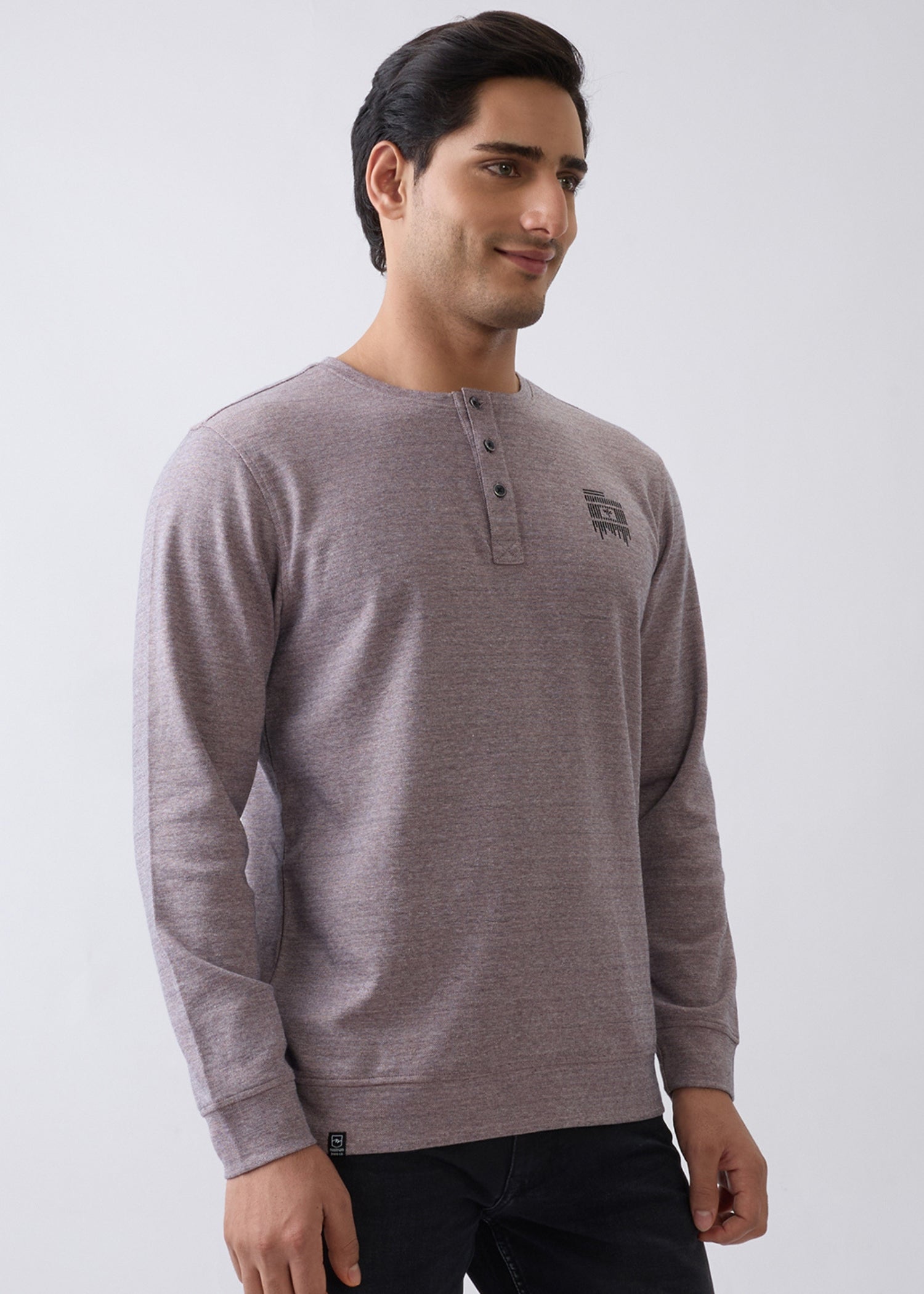 Version Henley Neck Full Sleeve T-Shirt: Onion