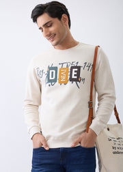 Divine Graphic Full Sleeve T-Shirt: Beige