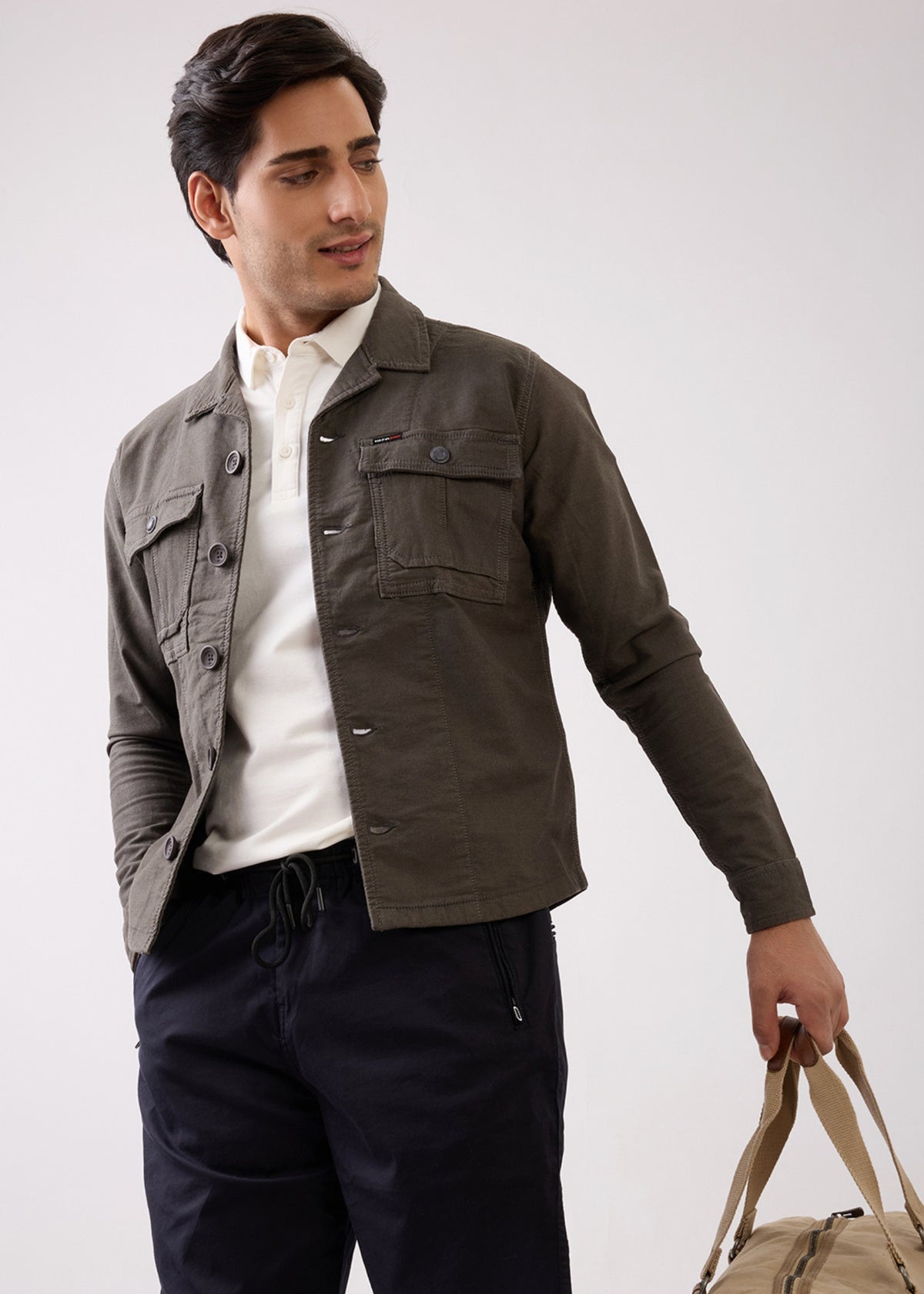 Maximo Utility Denim Jacket: Olive