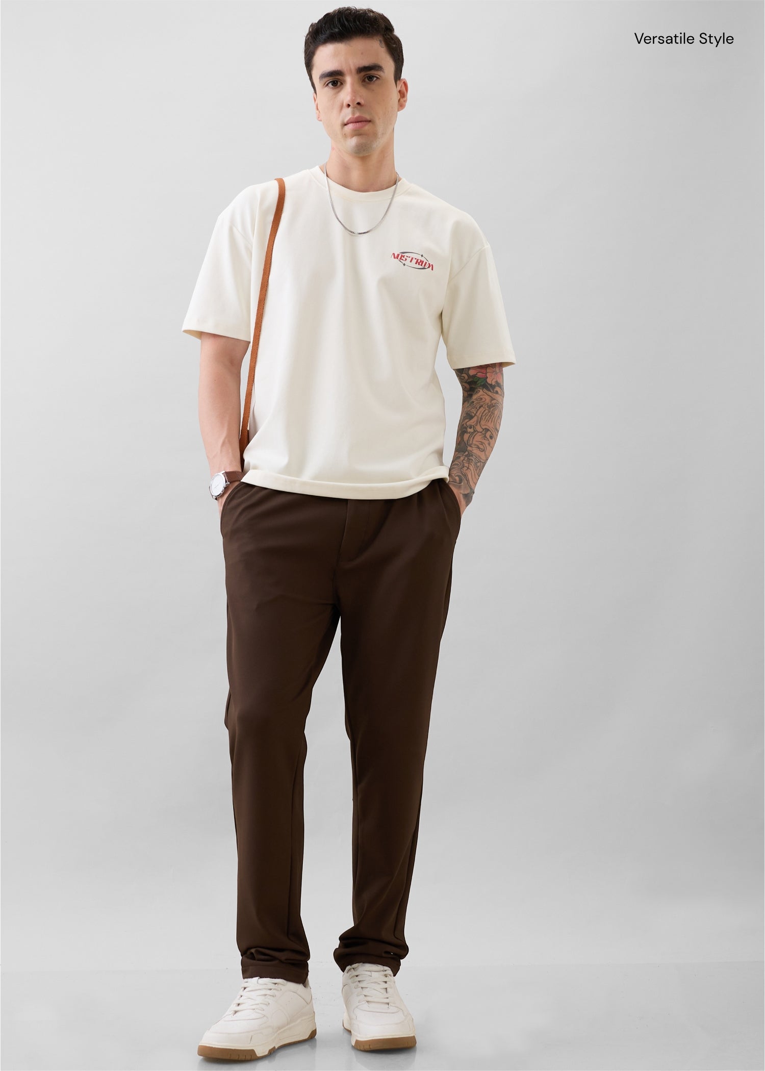 Baglis Cotton Self Fit Trouser: Brown