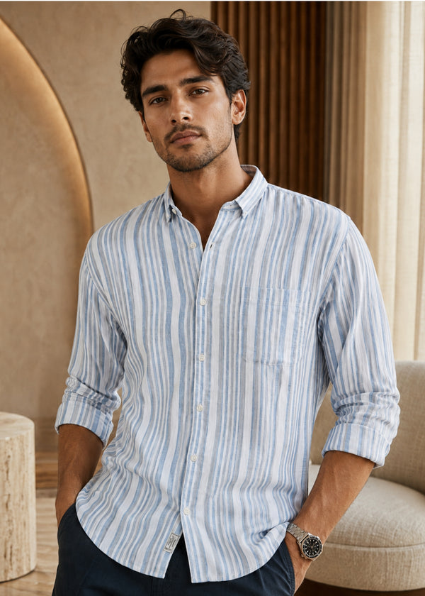 Aprilia Striped Casual Shirt: Blue