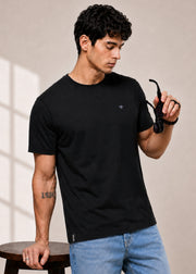Arch Solid Half Sleeve T-Shirt: Black