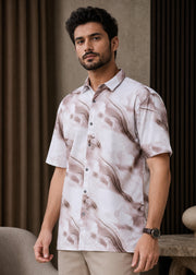 Abell Abstract Print Shirt: White