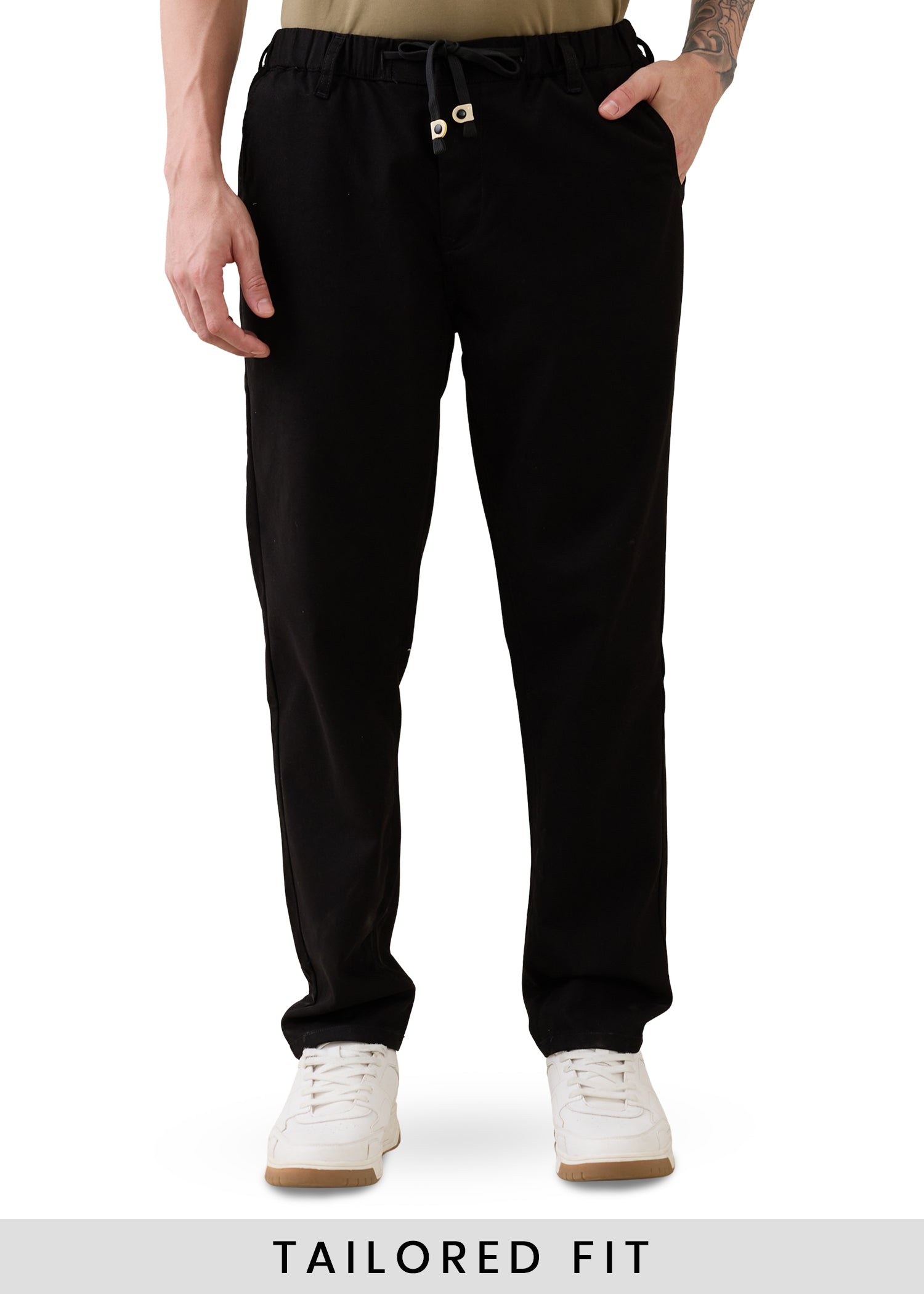Abrus Cotton Drawstring Trouser: Black