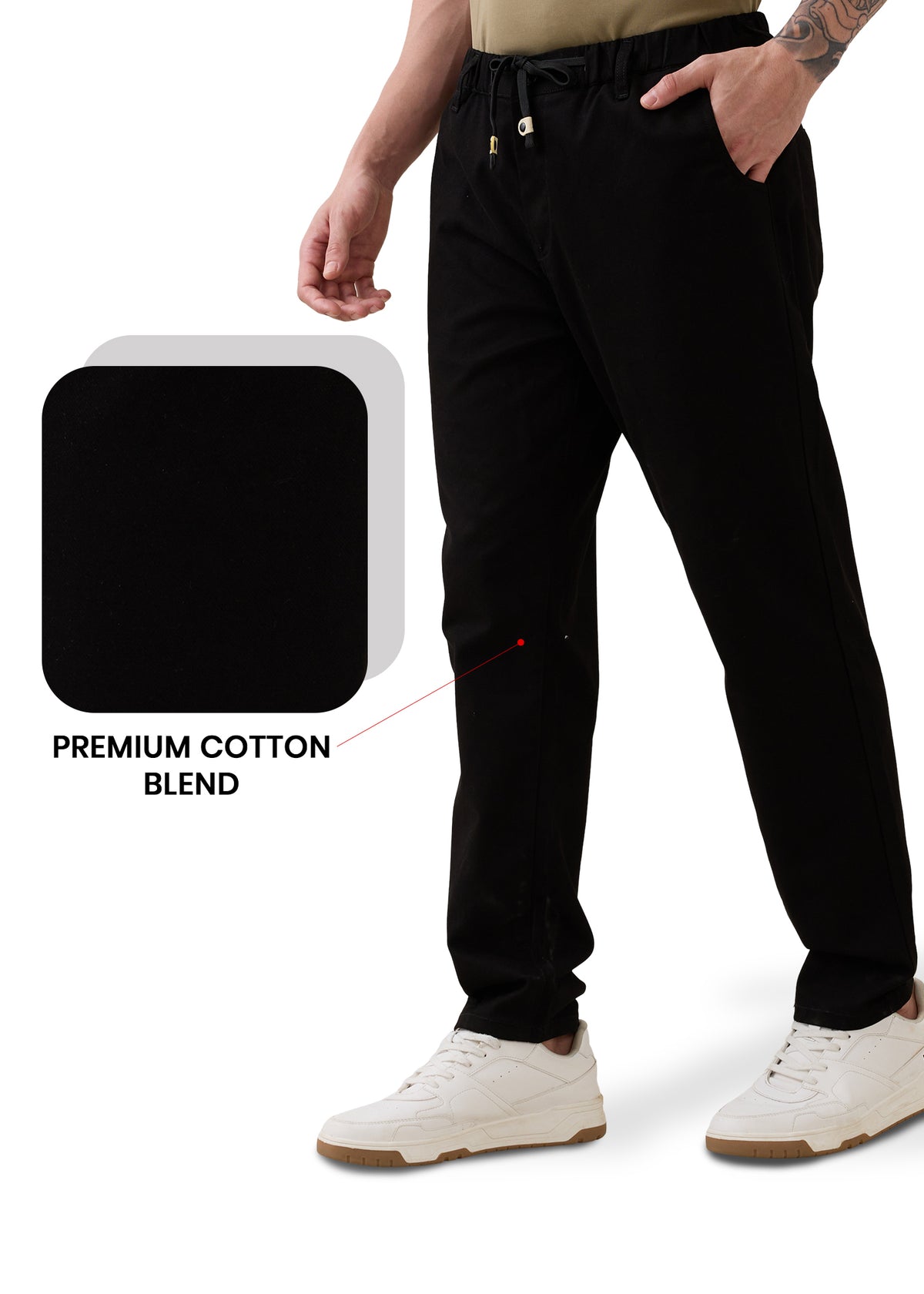 Abrus Cotton Drawstring Trouser: Black