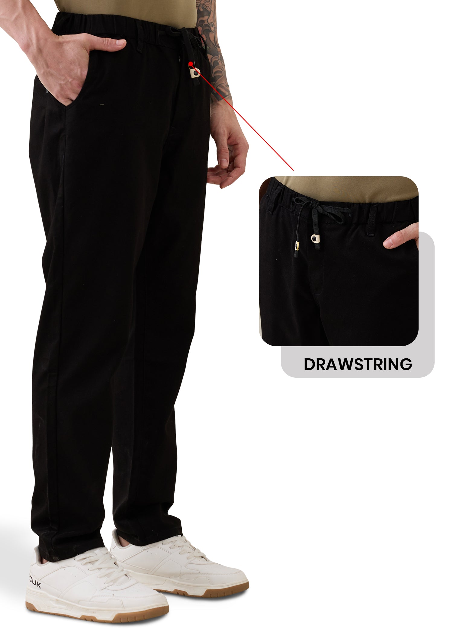Abrus Cotton Drawstring Trouser: Black