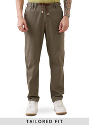 Abrus Cotton Drawstring Trouser: Dark Beige