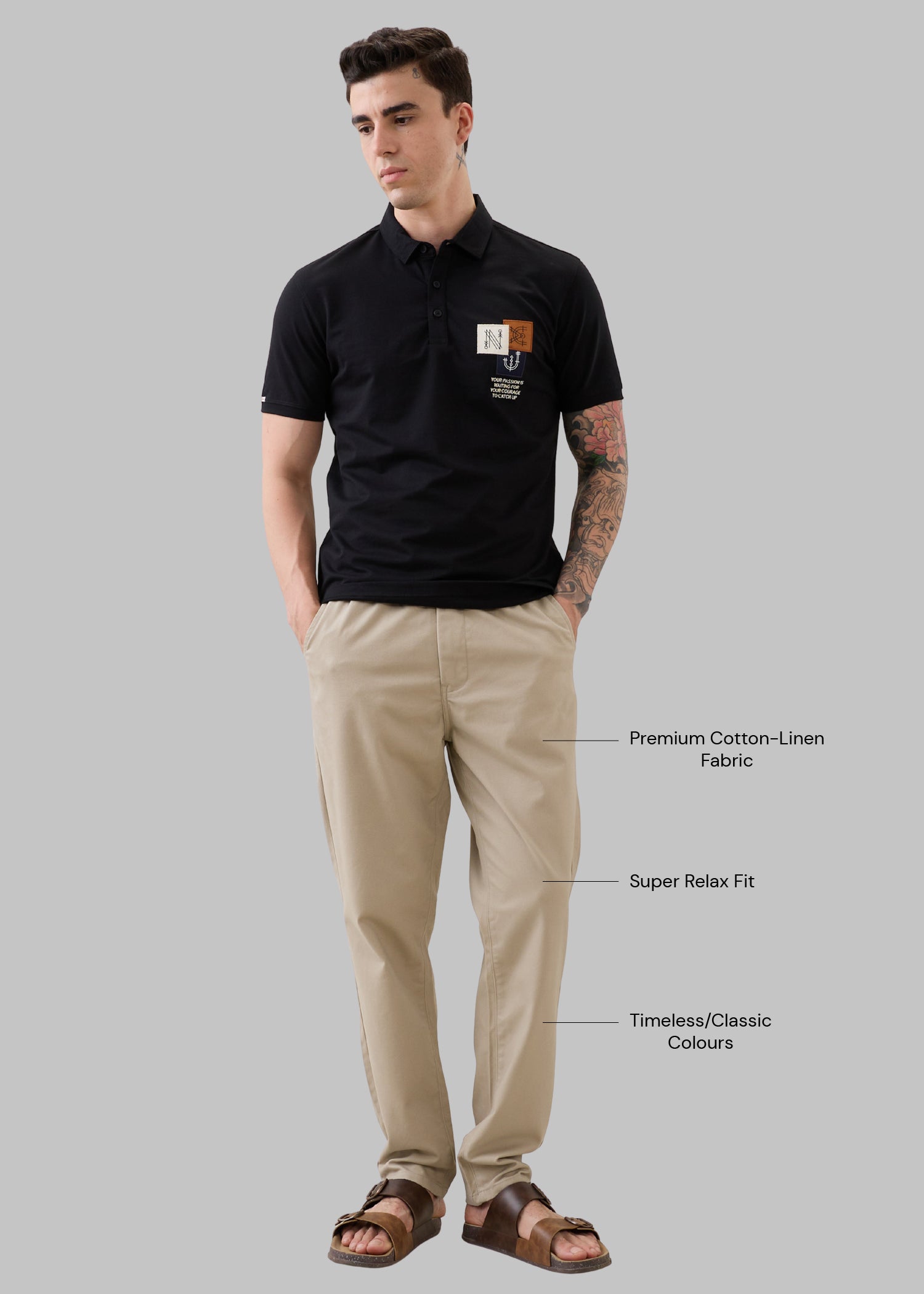 Abrus Cotton Drawstring Trouser: Beige