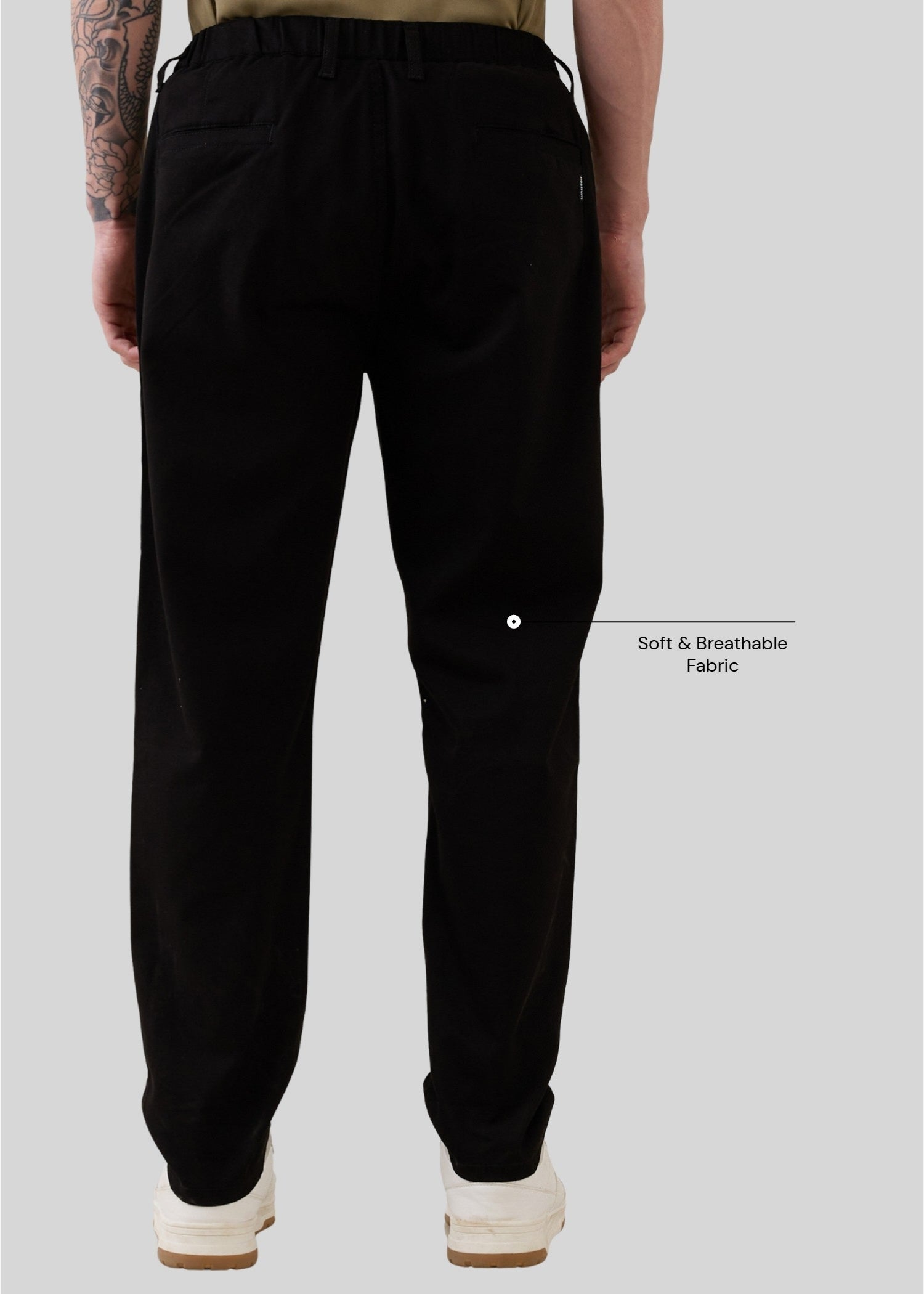 Abrus Cotton Drawstring Trouser: Black