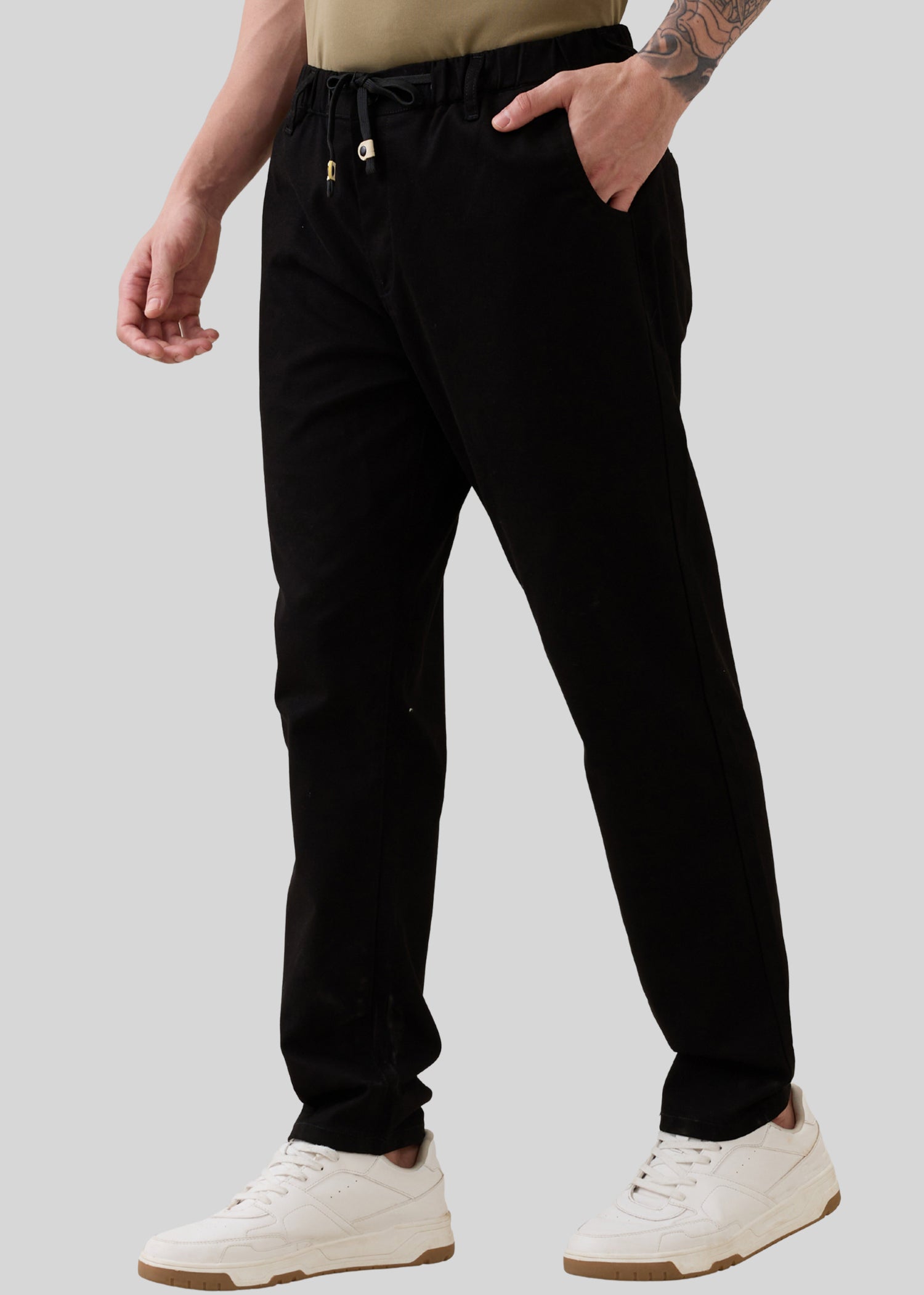 Abrus Cotton Drawstring Trouser: Black