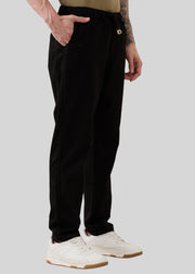 Nostrum Abrus Cotton Drawstring Black Trouser for Men