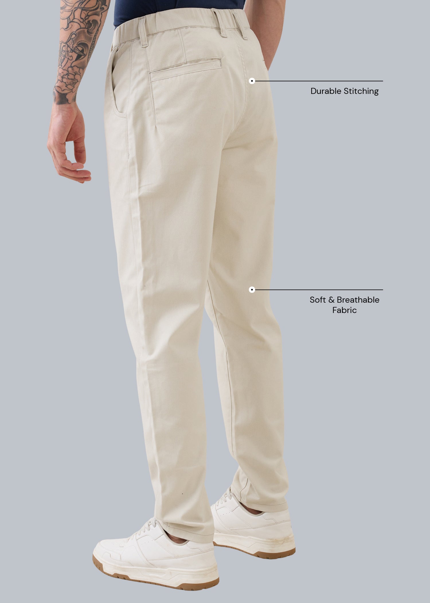 Abrus Cotton Drawstring Trouser: Cream