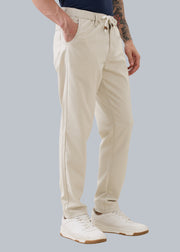 Nostrum Abrus Cotton Drawstring Cream Trouser for Men