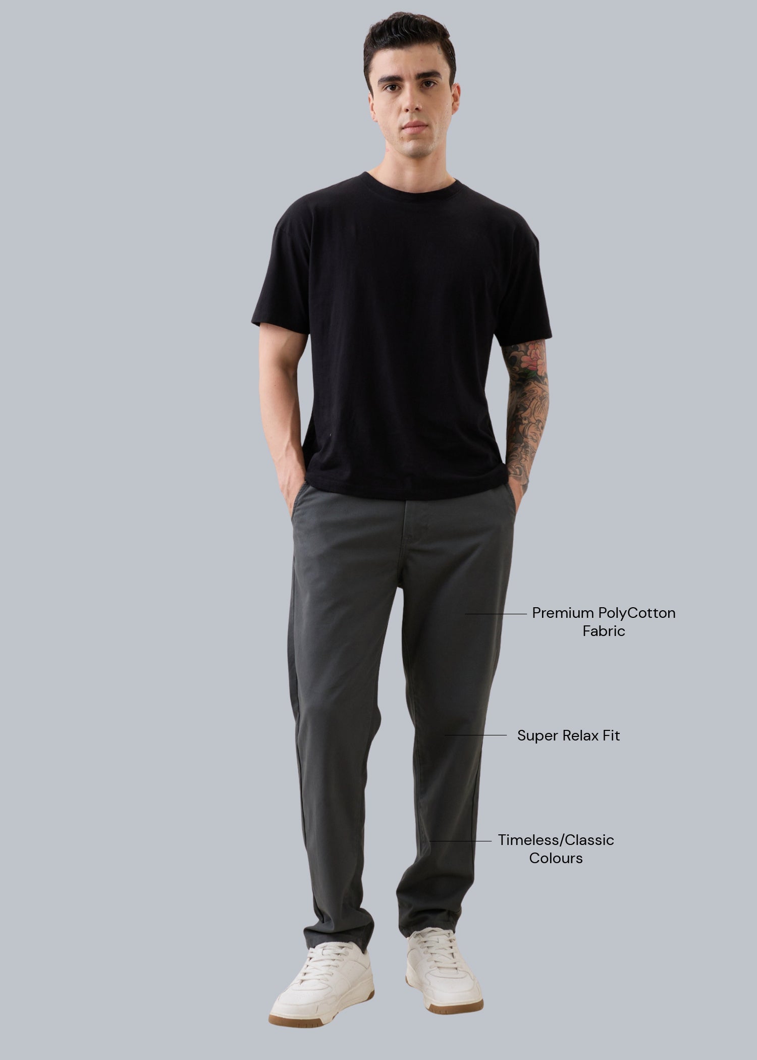 Abrus Cotton Drawstring Trouser: Dark Grey