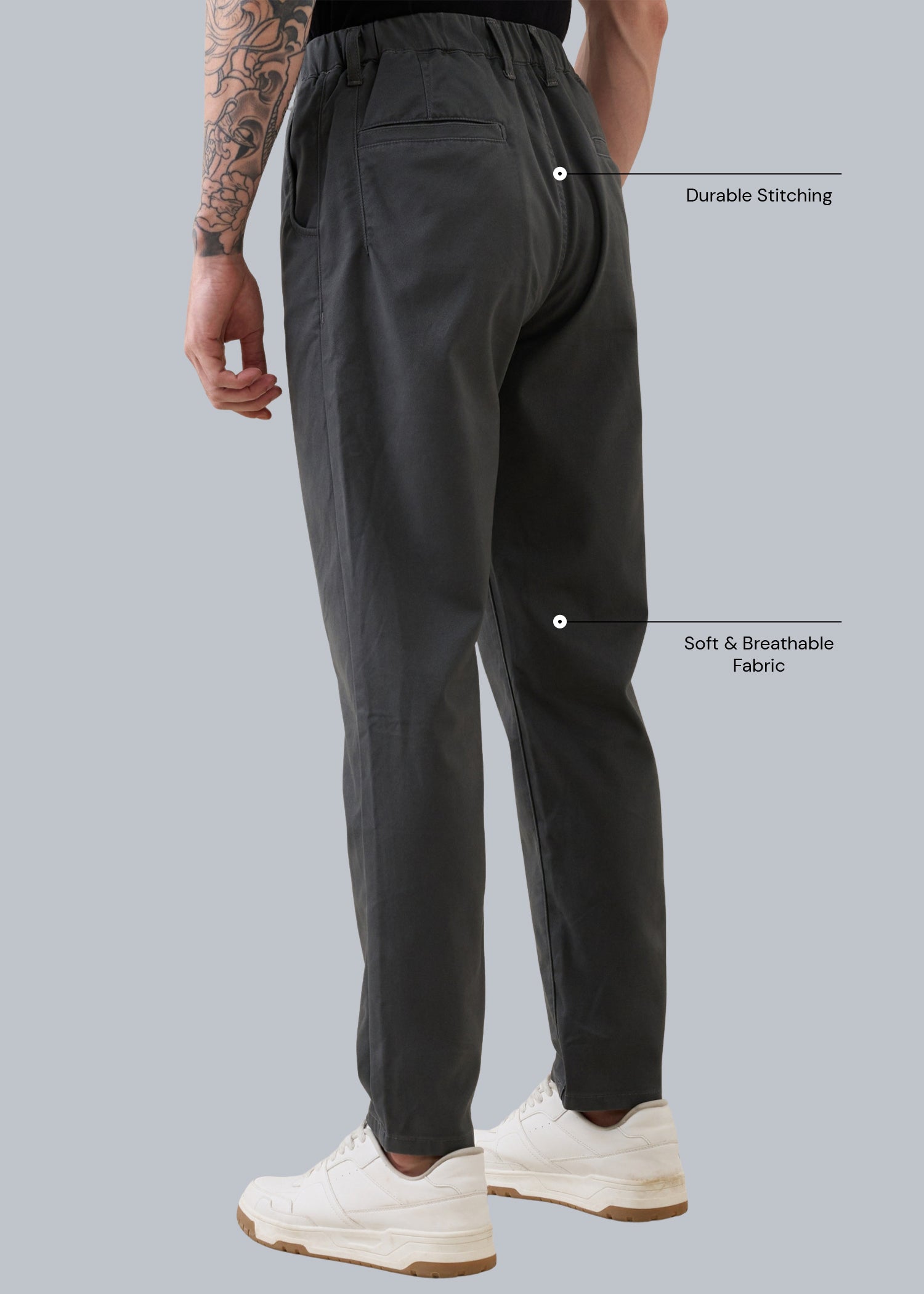 Abrus Cotton Drawstring Trouser: Dark Grey