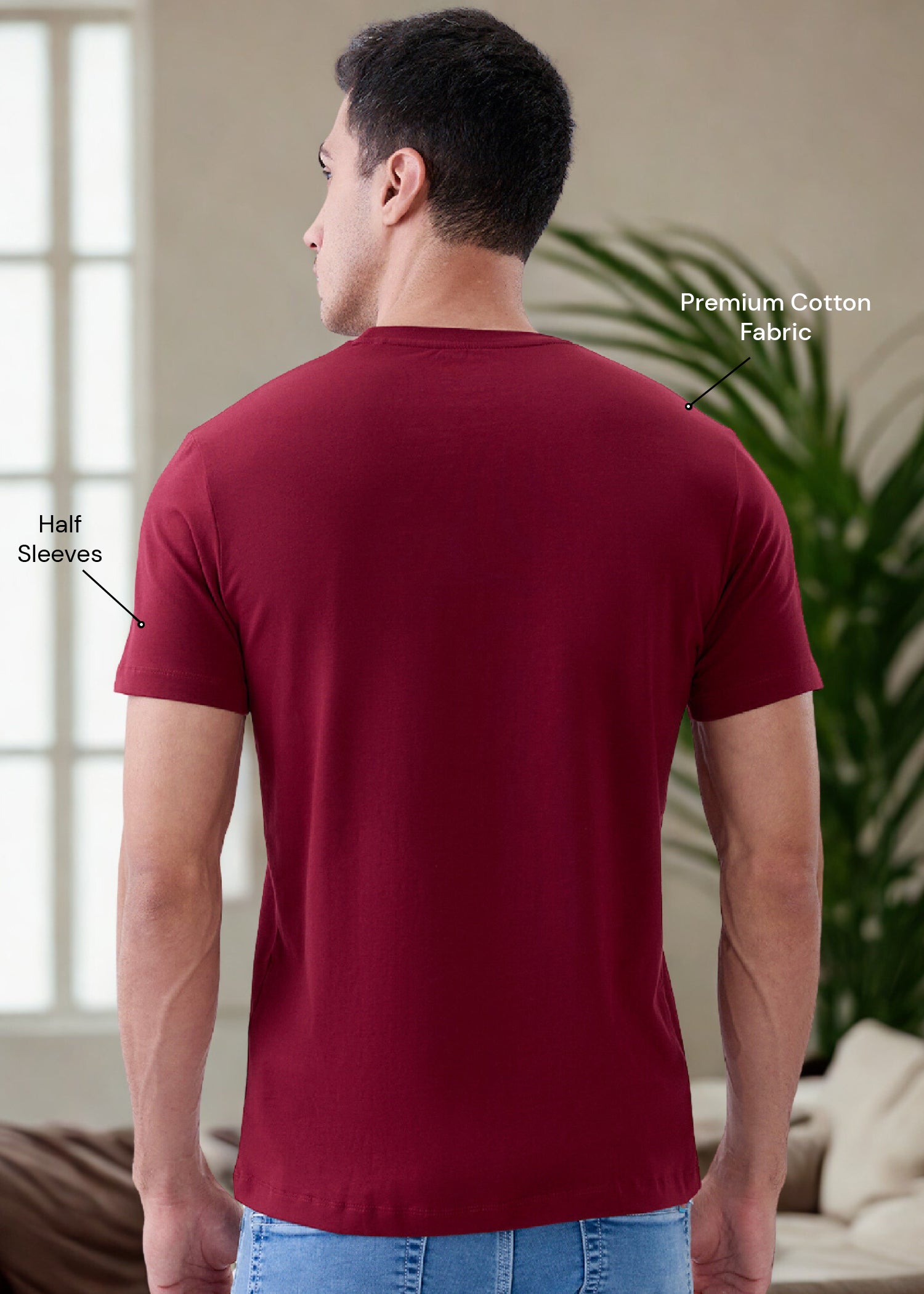 Arch Solid Half Sleeve T-Shirt: Maroon