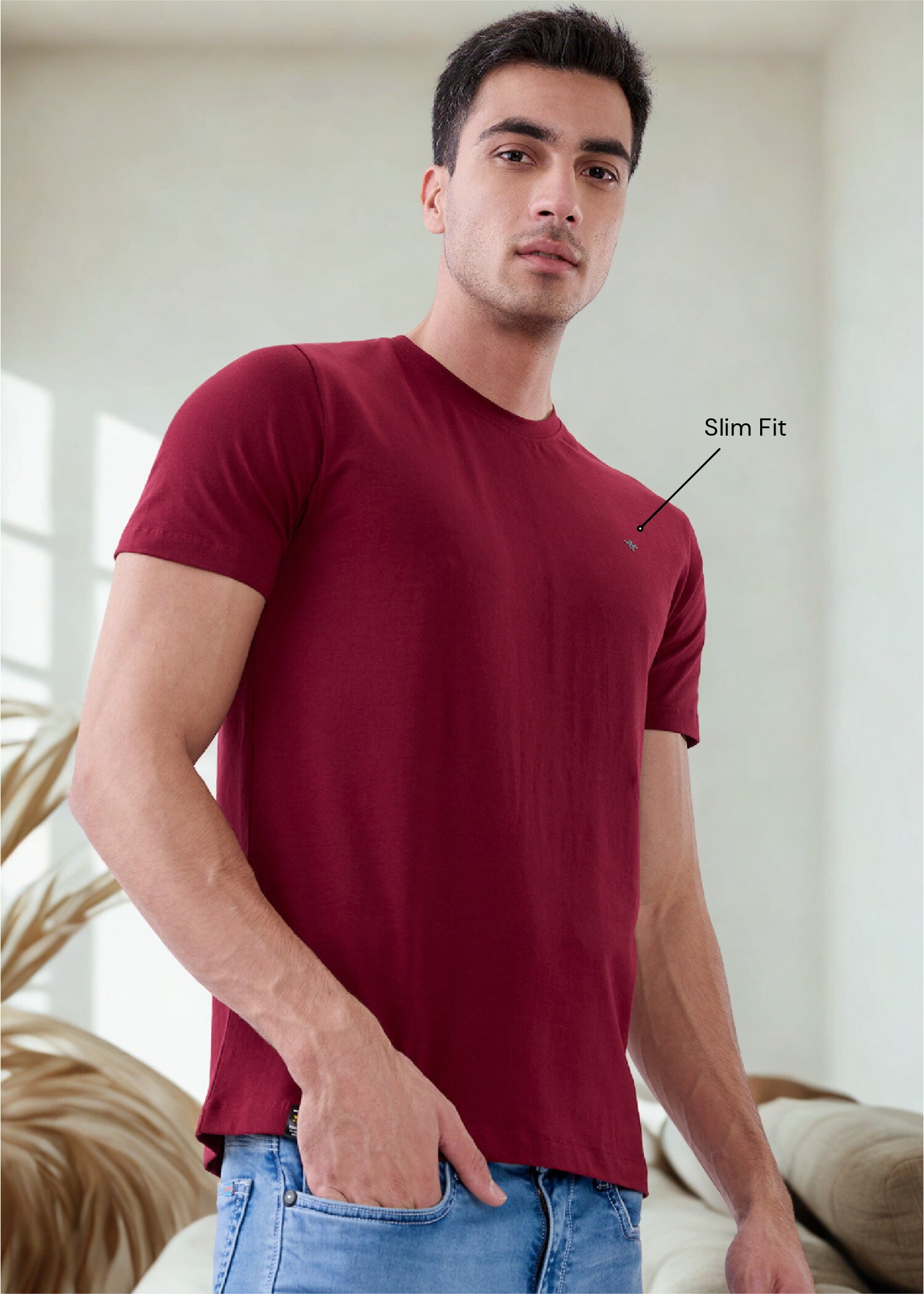Arch Solid Half Sleeve T-Shirt: Maroon
