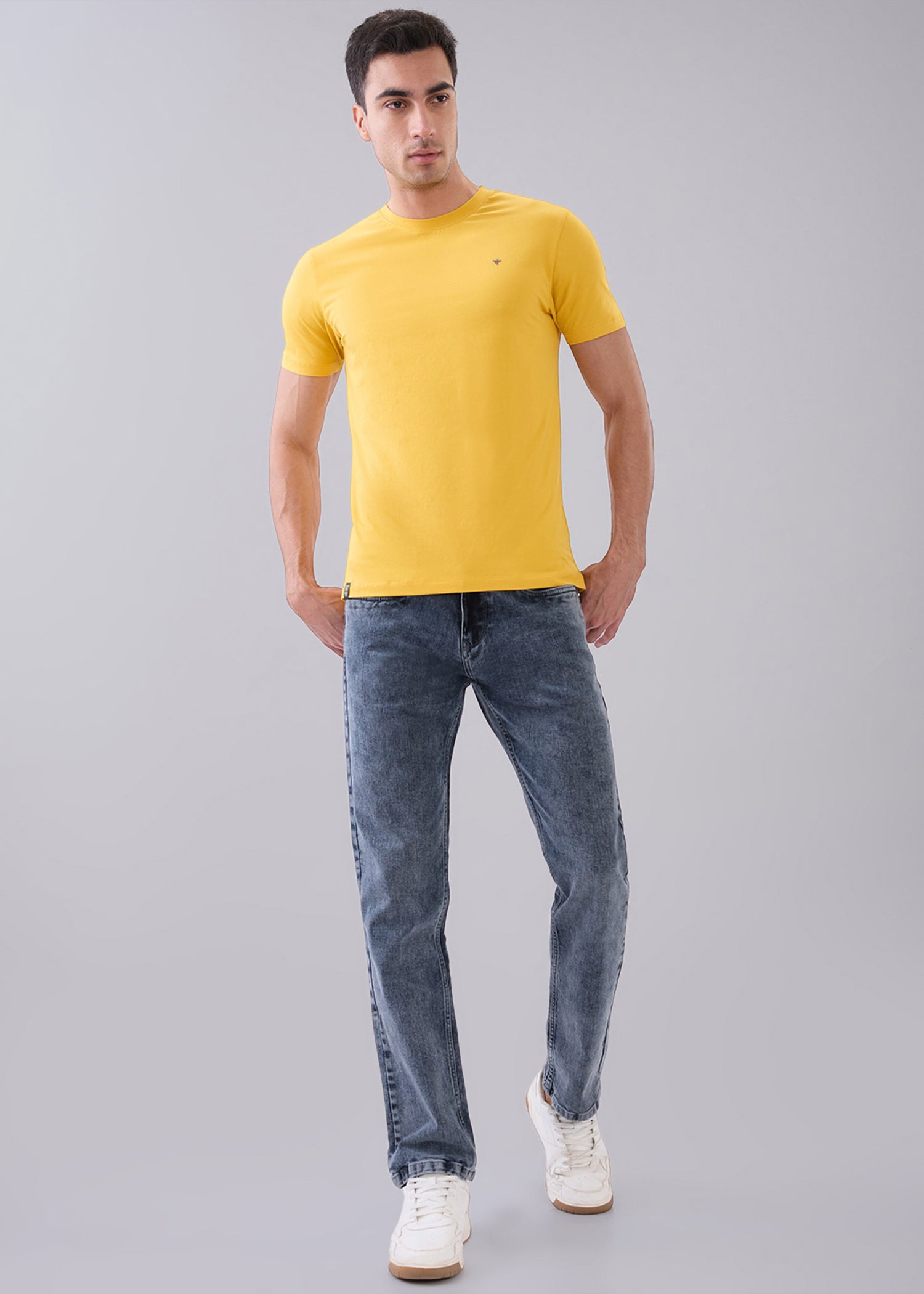 Arch Solid Half Sleeve T-Shirt: Mustard