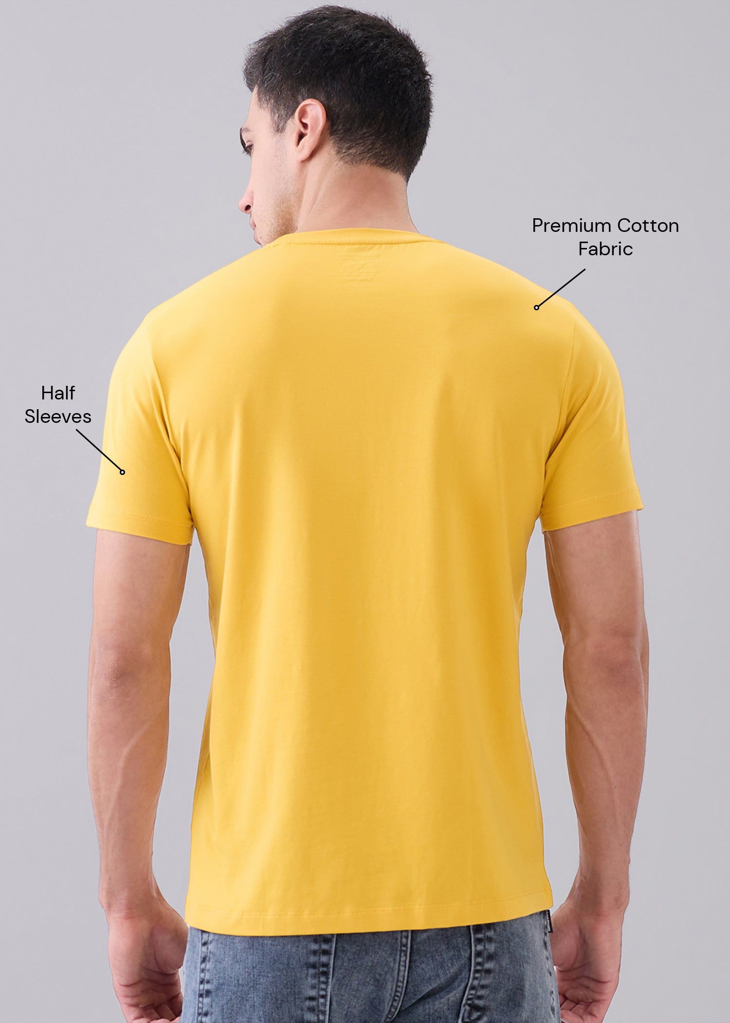 Arch Solid Half Sleeve T-Shirt: Mustard