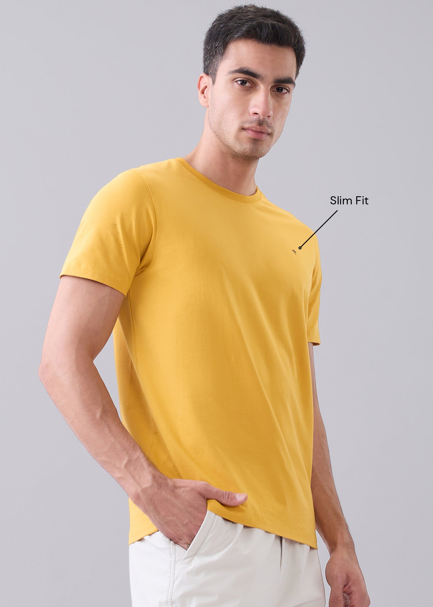 Arch Solid Half Sleeve T-Shirt: Mustard