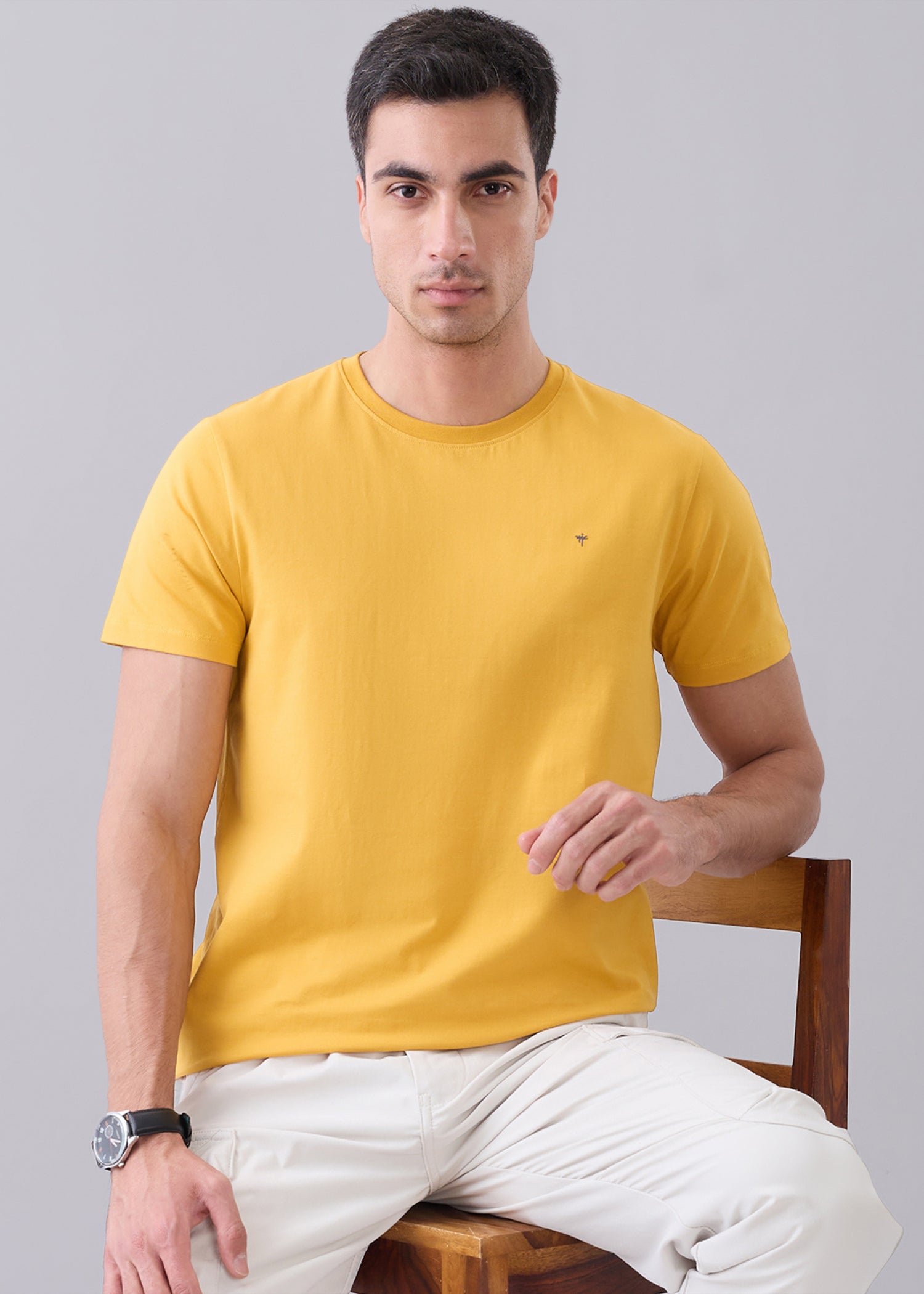 Arch Solid Half Sleeve T-Shirt: Mustard