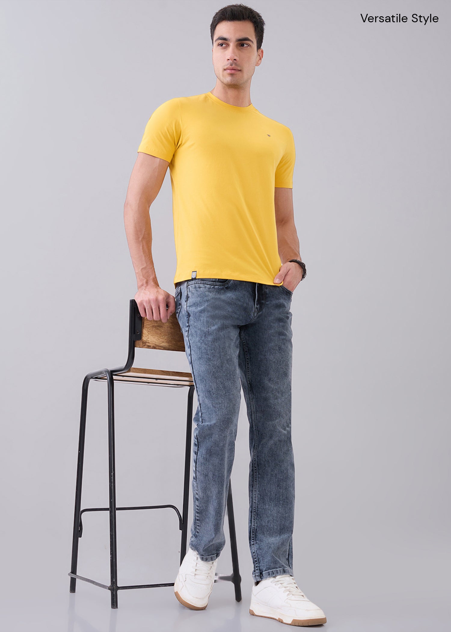 Arch Solid Half Sleeve T-Shirt: Mustard